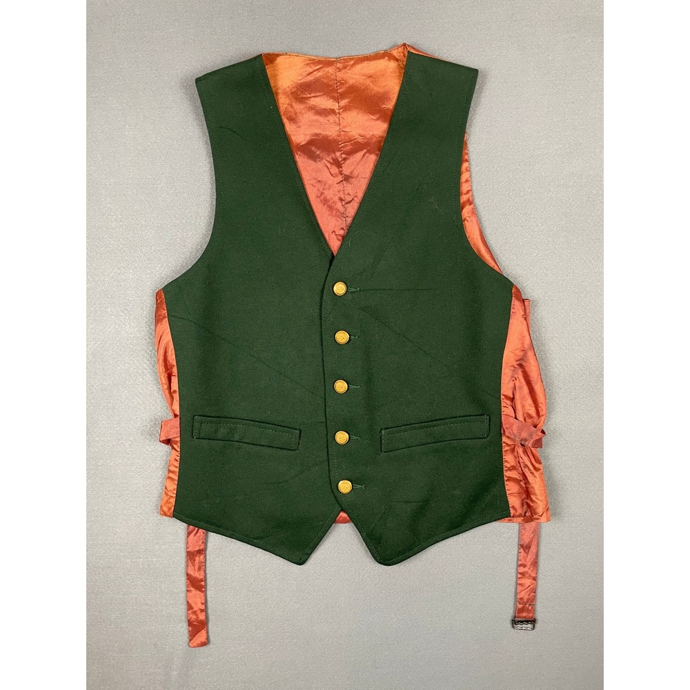 Kings Road Vintage Waistcoat Vest Dark Academia Preppy Green Wool Blend Mens 38